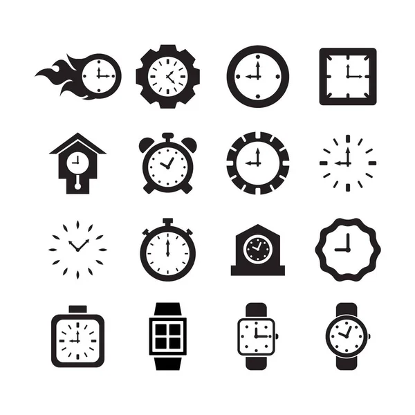 Reloj Icono Conjunto Vector — Archivo Imágenes Vectoriales