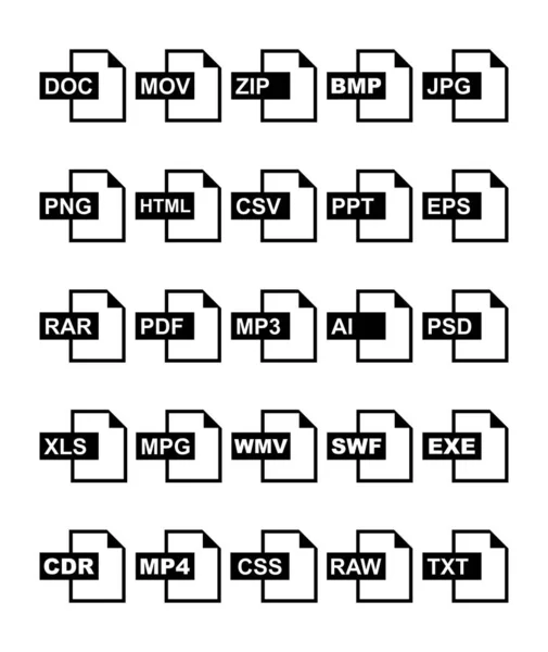 Conjunto Iconos Formato Archivo — Archivo Imágenes Vectoriales