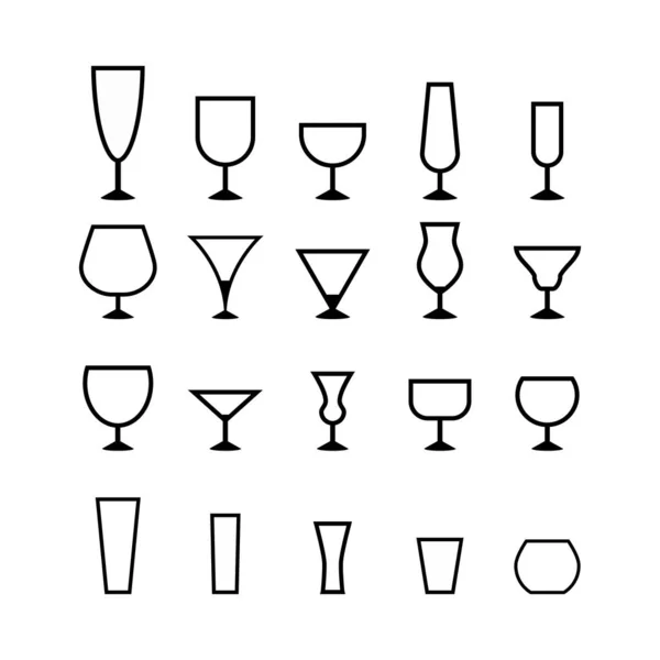 Drink Glass Icon Set Design — Stock Vector