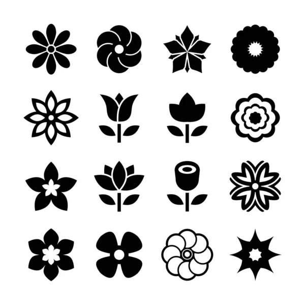 Flor Icono Diseño Conjunto — Archivo Imágenes Vectoriales