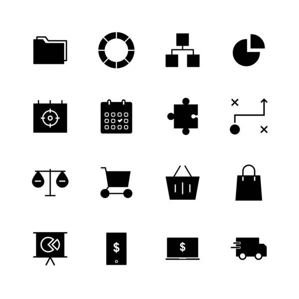 Business Icon Set Ontwerp Vector Illustratie — Stockvector