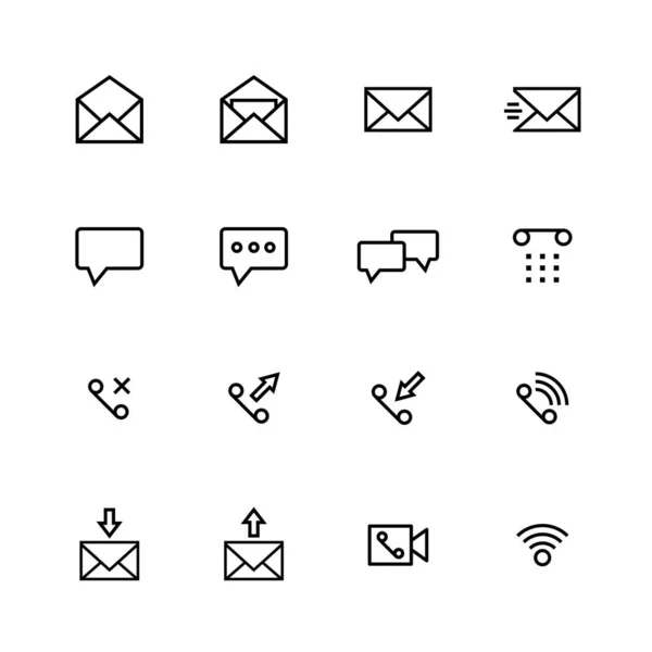 Línea Comunicación Icono Diseño Conjunto — Archivo Imágenes Vectoriales