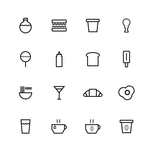 Essen Und Trinken Linie Symbol Set Design — Stockvektor