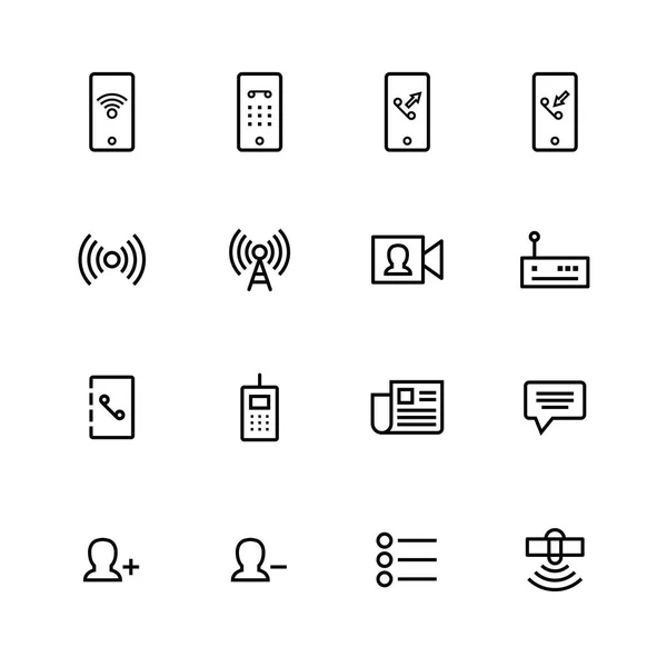 Línea Comunicación Icono Conjunto Diseño — Vector de stock