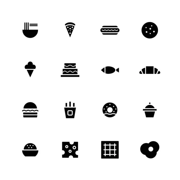 Lebensmittel Solide Icon Design Set Vektor Illustration — Stockvektor