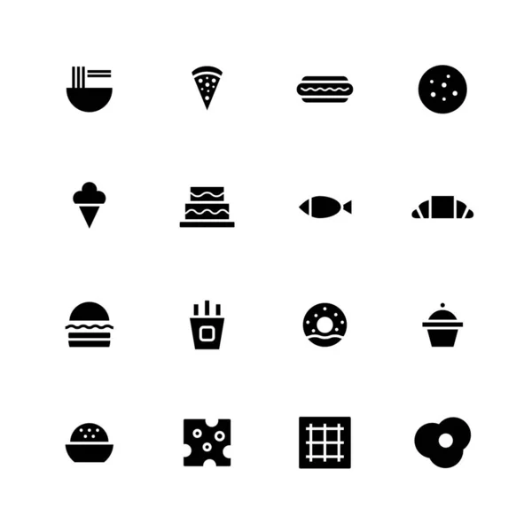 Voedsel Vaste Pictogram Ontwerp Set Vector Illustratie — Stockvector