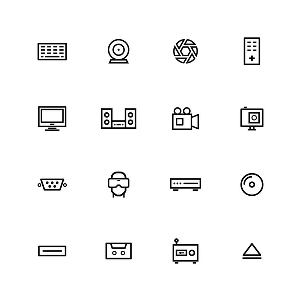 Multimedia Lijn Pictogram Set Ontwerp Vector Illustratie — Stockvector