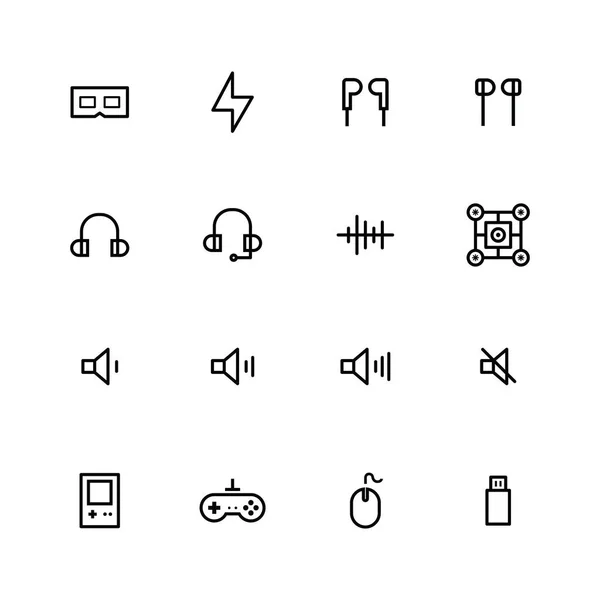 Multimedia Linie Symbol Set Design Vektor Illustration — Stockvektor