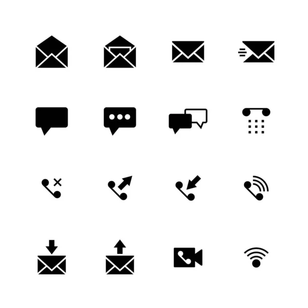 Comunicación Icono Sólido Conjunto Diseño — Archivo Imágenes Vectoriales