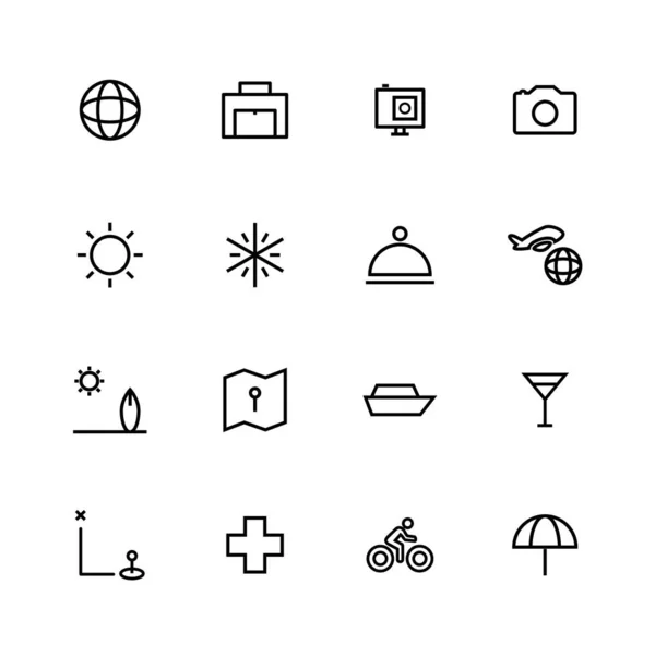 Icono Viaje Conjunto Diseño Ilustración Vectores — Archivo Imágenes Vectoriales