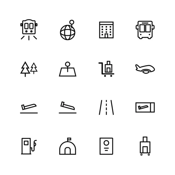 Reiselinie Icon Set Design Vektorillustration — Stockvektor