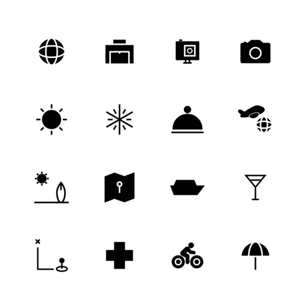 Reis Solide Pictogram Ontwerp Set — Stockvector