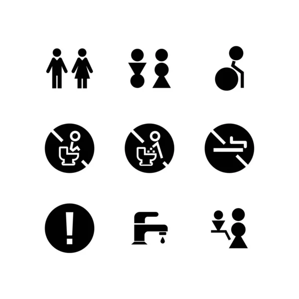 Ensemble Icône Solide Toilette — Image vectorielle