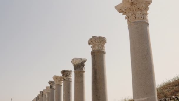 Perge, tarihi bir şehrin eski kalıntıları. Türkiye, Antalya 'ya yakın — Stok video