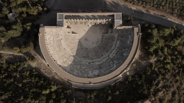 非常古老的建筑 Aspendos，希腊圆形剧场 — 图库视频影像