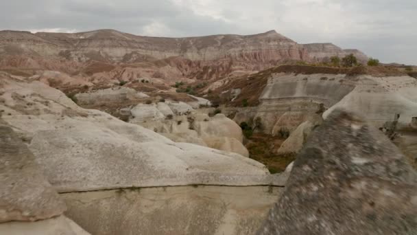 Cappadocia a very beautiful drone span over the fortress — Stock Video