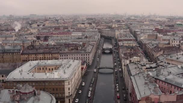 San Petersburgo diferentes tipos de ciudades disparando desde un dron — Vídeos de Stock