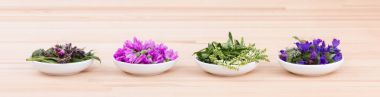 Bowls of different flowers clipart