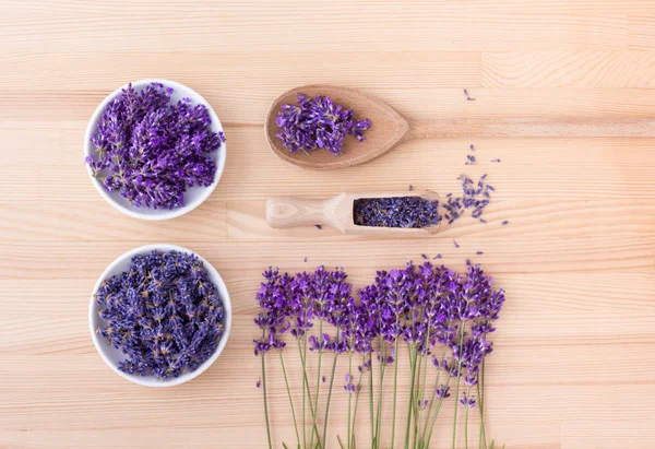 Gedroogde en verse lavendel — Stockfoto