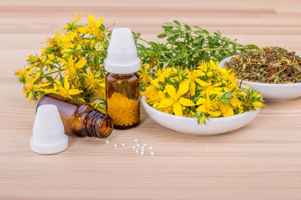 Medicamento homeopático con hierba de San Juan — Foto de Stock