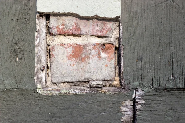 Detalhe Arquitetônico Detalhe Uma Casa Meia Madeira Com Madeira Cinza — Fotografia de Stock