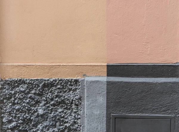 Abstenerse Fondo Detalle Una Casa Pared Beige Zonas Grises — Foto de Stock