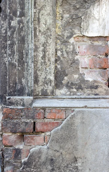 Detail Old Gray Dilapidated Facade Bricks — Stock Photo, Image