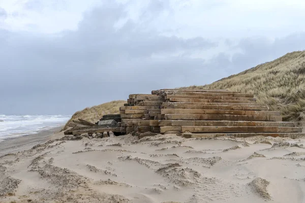 Landskap Vid Nordsjökusten Med Betongpelare — Stockfoto