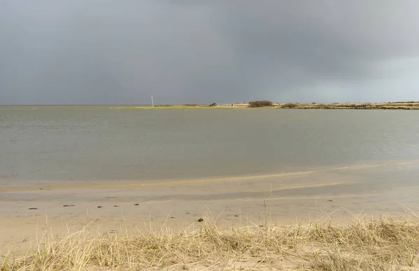 Paisagem Costeira Solitária Ilha Sylt Com Apartamentos Lama Inverno — Fotografia de Stock