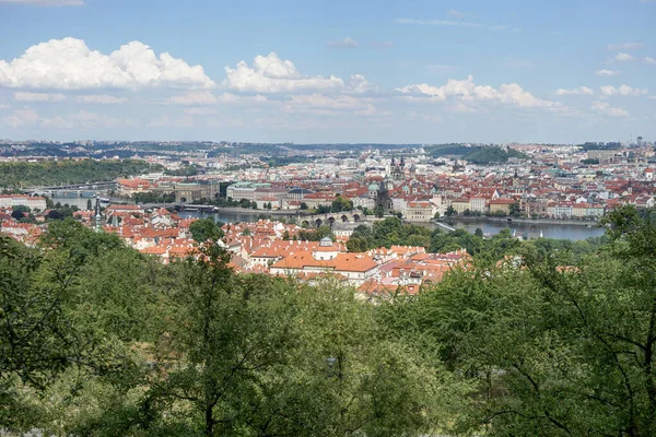 Panorama Prague Avec Vltava Les Ponts Vieille Ville — Photo