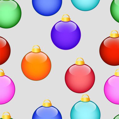 Desen arka plan üzerinde renkli toplar gri Noel ile