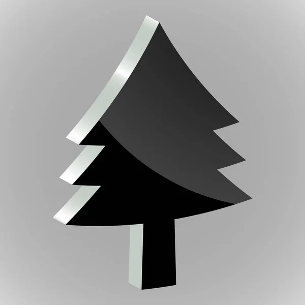 Sílhueta de etiqueta de uma árvore de Natal em fundo cinza — Vetor de Stock