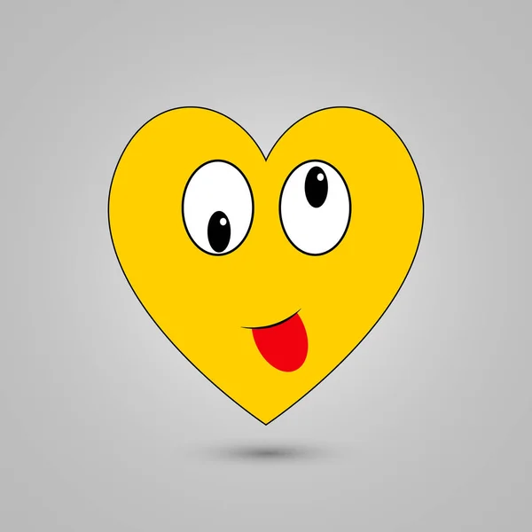 Smiley en forme de coeur sur fond gris — Image vectorielle