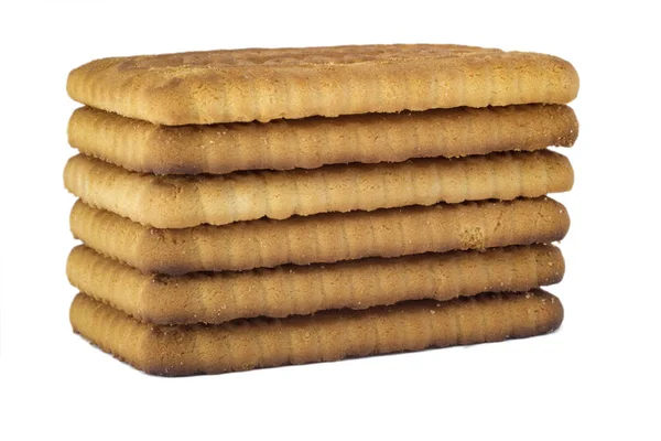Una pila di biscotti per il tè su sfondo bianco — Foto Stock