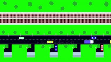 Mini harita trafik ve tren trafik ile. Chromakey