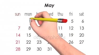 1 Mayıs emek gün takvimde bir kalem ile 3D el notları