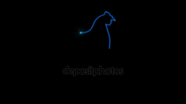 Glühender Punkt zeichnet eine Linie von Silhouetten von Nutztieren. 60 fps — Stockvideo