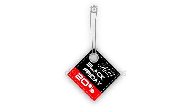 Etiketten försäljning svart fredag hänger och gungar. Redigera din rabatt. Alfakanal som ingår — Stockvideo