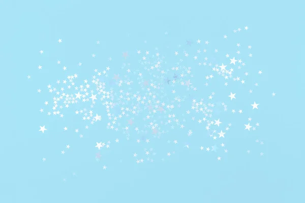 Branco e luz azul holográfico estrela brilho confete fundo — Fotografia de Stock