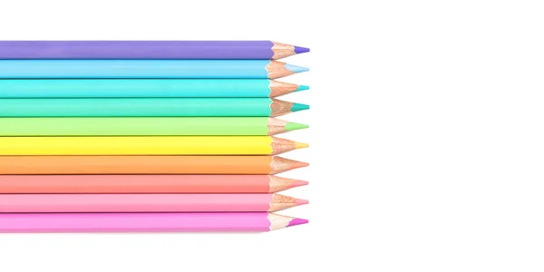 Set Colored Pastel Pencils Isolated White Bright Tender Multicolored Back — Stock Photo, Image