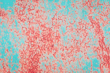 Doku dengesiz. Eski grungy kırık mavi yıpranmış duvar boyası paslı mercan metal levha soyma. Poster ve blog yazarları için desenli moda arkaplan