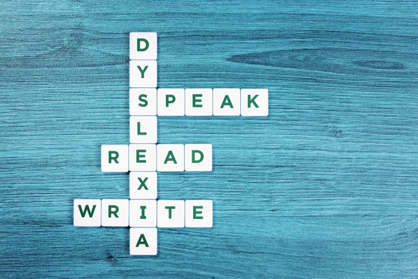 Dyslexia concept, word spelled out as crossword