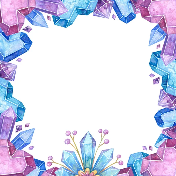 Blank crystalline color frame hand drawn illustration — Stock Photo, Image