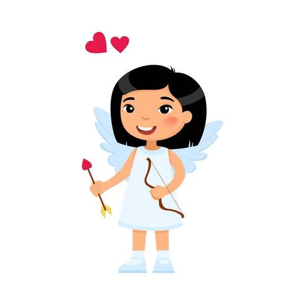 웃음을 큐피드 일러스트 발렌티누스 기념일 기념행사의 날개를 아이가 있습니다 귀여운 — 스톡 벡터