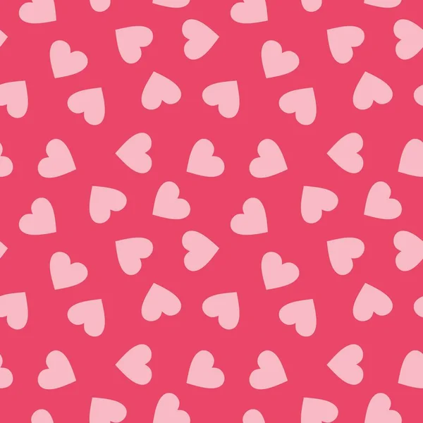 Heart Shapes Flat Vector Seamless Pattern Pink Background February Holiday — 스톡 벡터