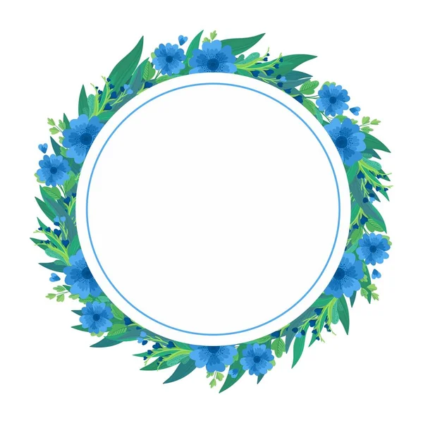 Fleurs Sauvages Bleues Bordure Vierge Pour Message Médias Sociaux Conception — Image vectorielle