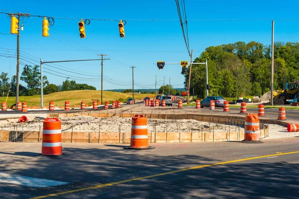 Trafik rondellen installation — Stockfoto