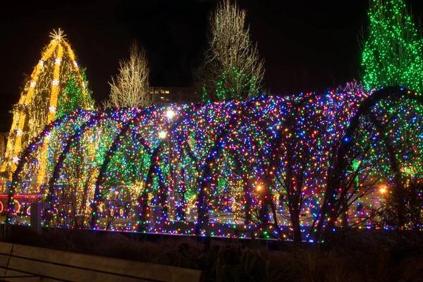 Christmas light tunnel — Stock Photo, Image