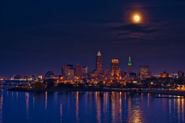 Super moon over Cleveland clipart