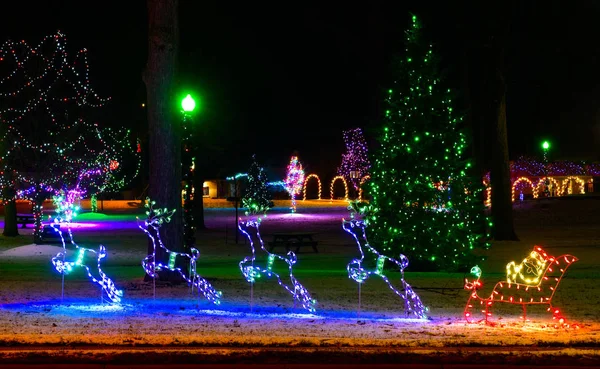 Reindeer and sleigh lights — Stock Photo, Image